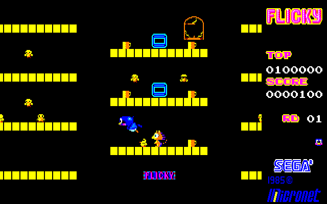 Flicky PC-8800 Series Screenshot: Attempting to rescue the chicks...