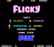 Flicky for Arcade - Title screen...and introducing the cast.