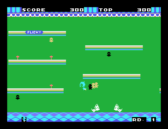 Flicky Sega SG-1000 Screenshot: Jumping over opponents...