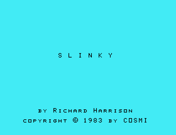Slinky TI-99/4A Screenshot: Title screen.