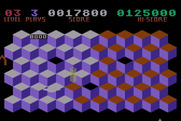 Slinky for Atari 8-bit - Slinky jumping around the board...