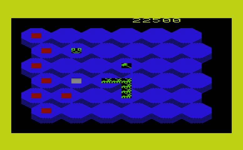 Slinky Commodore VIC-20 Screenshot: The hammer has been added as a third opponent on this level.