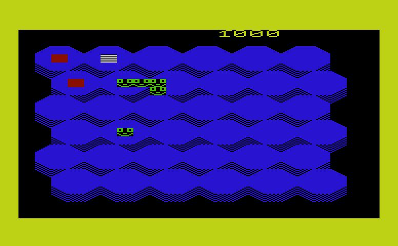 Slinky Commodore VIC-20 Screenshot: Don't get caught by the goblin.