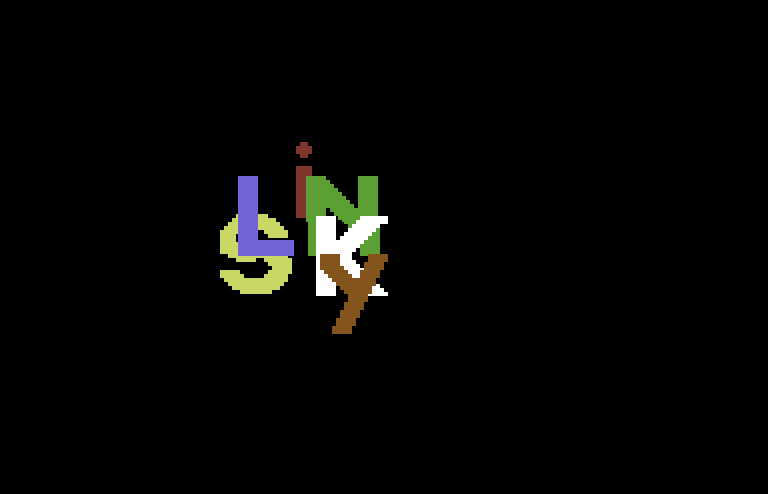 Slinky Commodore 64 Screenshot: Title screen; the letters look jumbled as they jump around the screen.