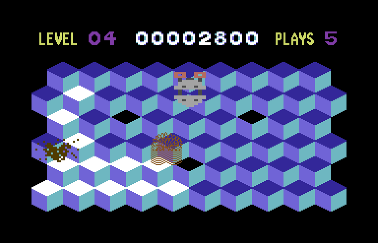 Slinky Commodore 64 Screenshot: Multiple opponents can appear at once.