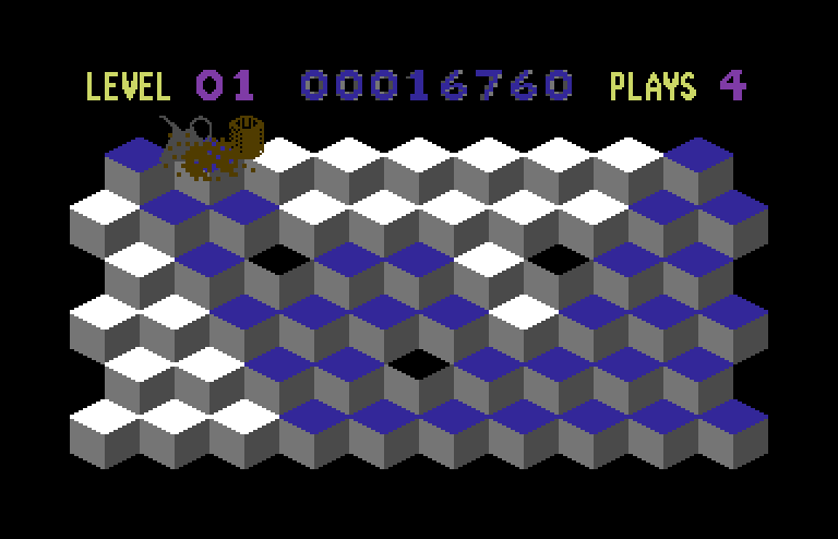 Slinky Commodore 64 Screenshot: The slinky is rusty so the oil can will carry it away...