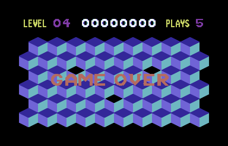 Slinky Commodore 64 Screenshot: Game over.