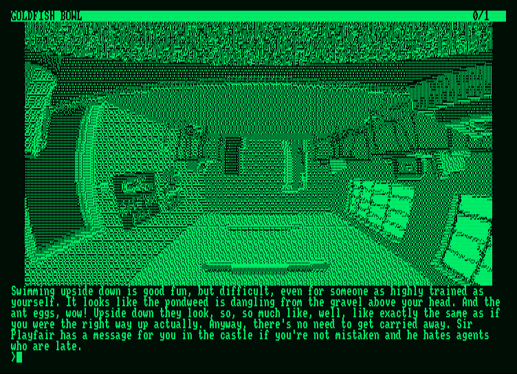 Fish Amstrad PCW Screenshot: The starting location.
