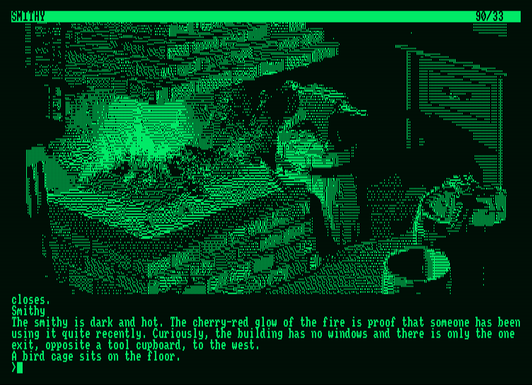 Fish Amstrad PCW Screenshot: Inside the smithy.