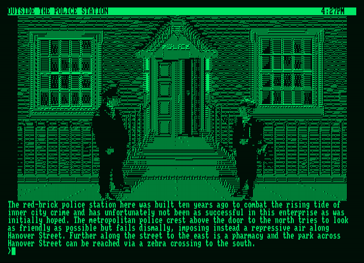 Corruption Amstrad PCW Screenshot: The police station.