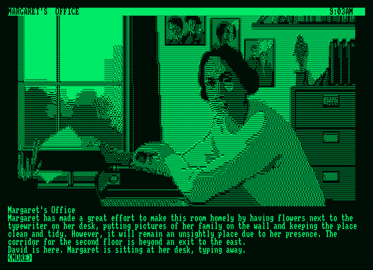 Corruption Amstrad PCW Screenshot: In Margaret's office...