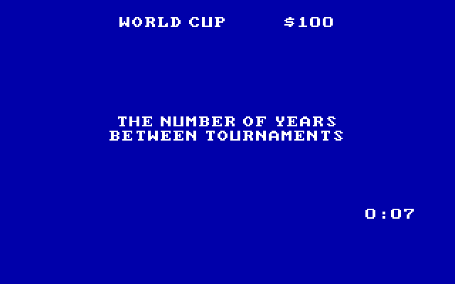 Jeopardy! New Sports Edition IBM PC/Compatibles Screenshot: The answer is...