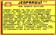 Jeopardy! New Sports Edition for IBM PC/Compatibles - Copyright screen.
