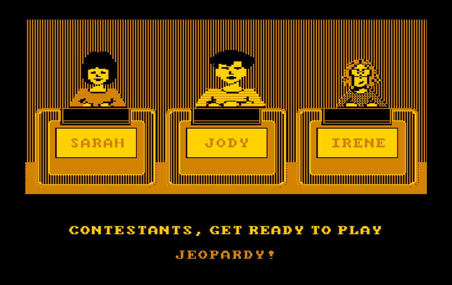 Jeopardy! New Sports Edition IBM PC/Compatibles Screenshot: Get ready to play Jeopardy!