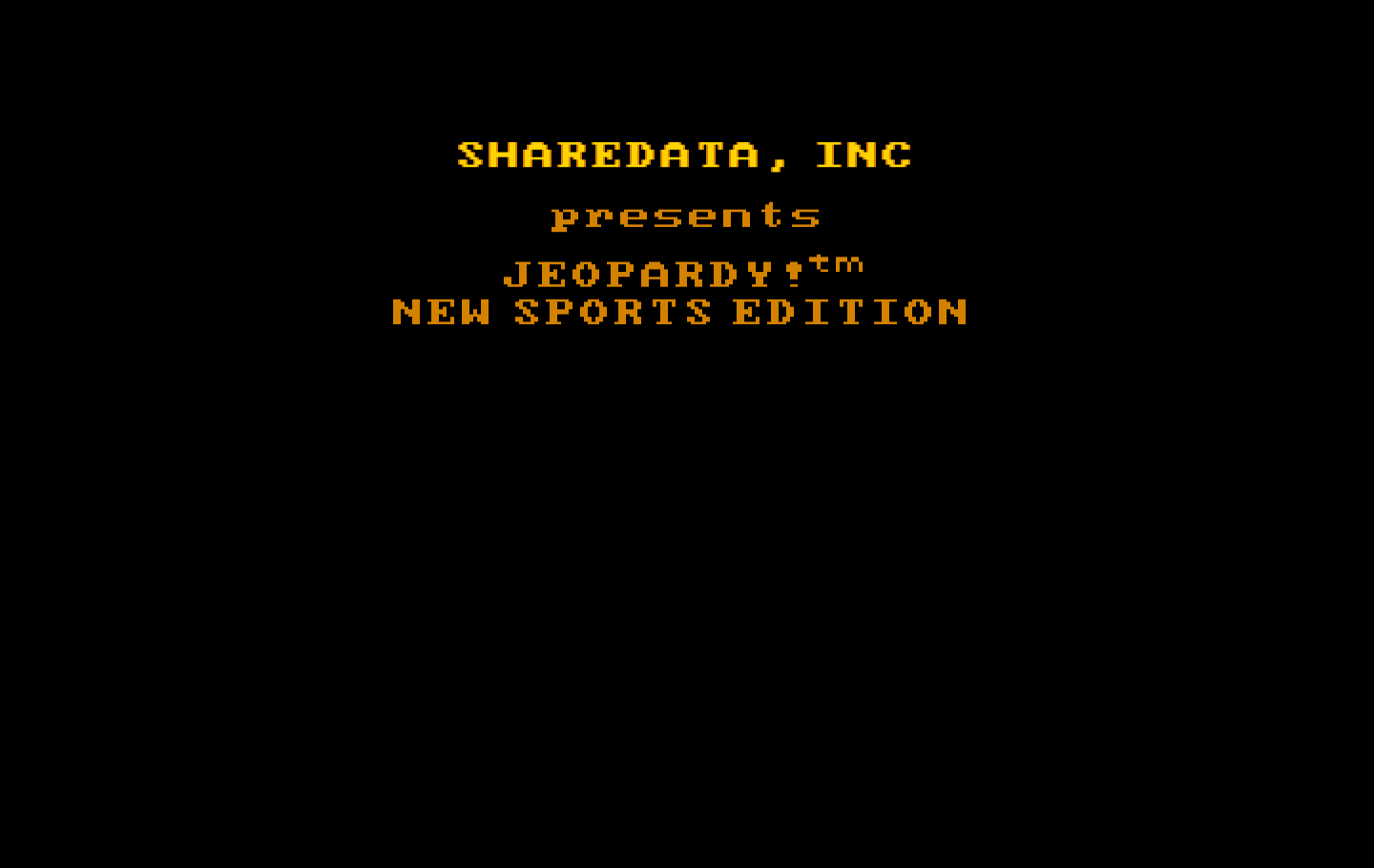 Jeopardy! New Sports Edition IBM PC/Compatibles Screenshot: Title screen.