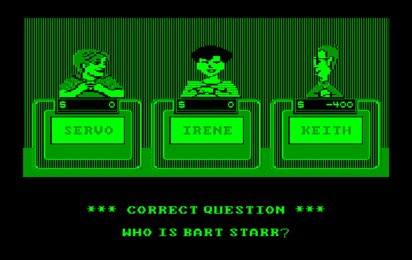 Jeopardy! New Sports Edition IBM PC/Compatibles Screenshot: A correct response this time!