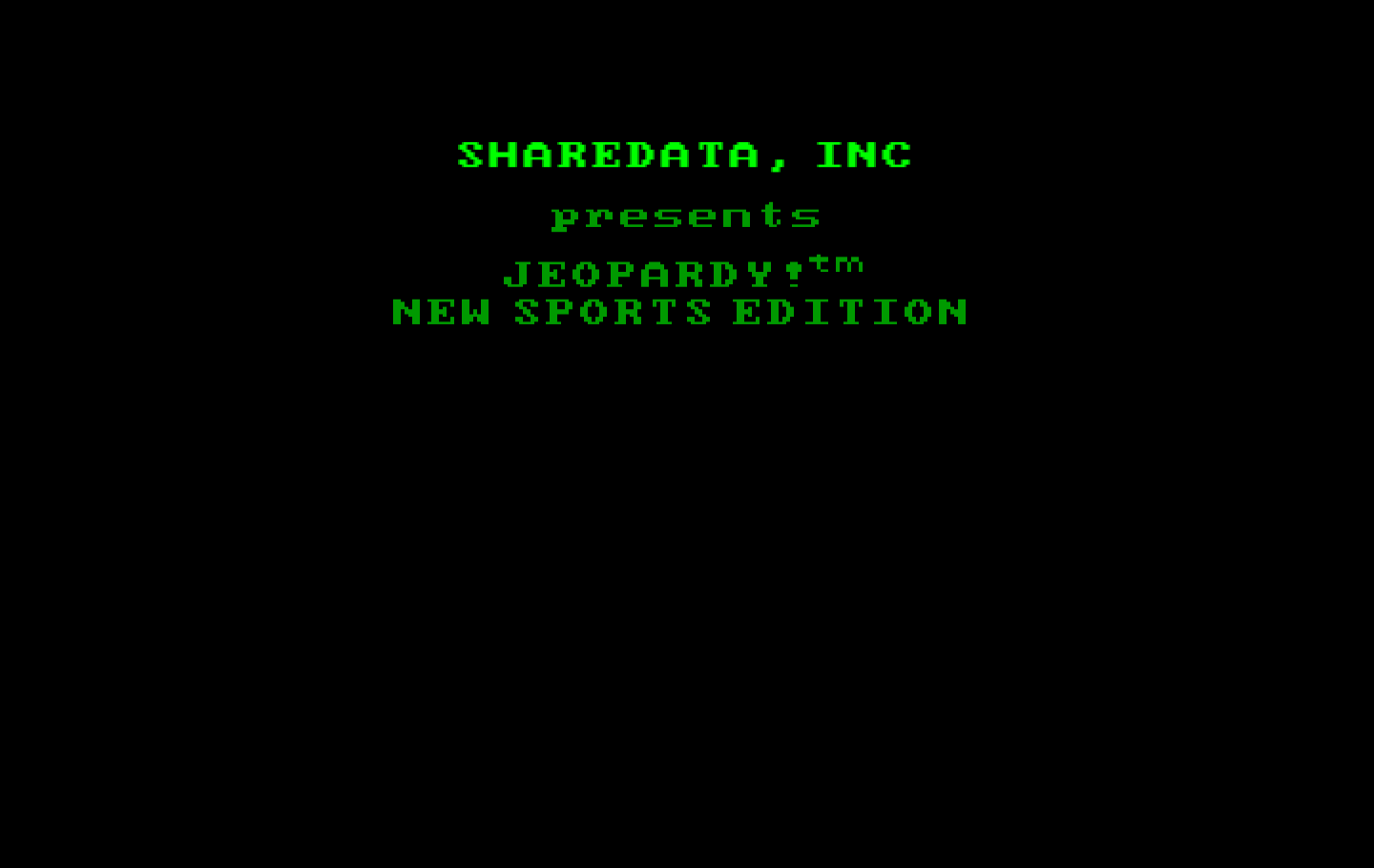 Jeopardy! New Sports Edition IBM PC/Compatibles Screenshot: Title screen.