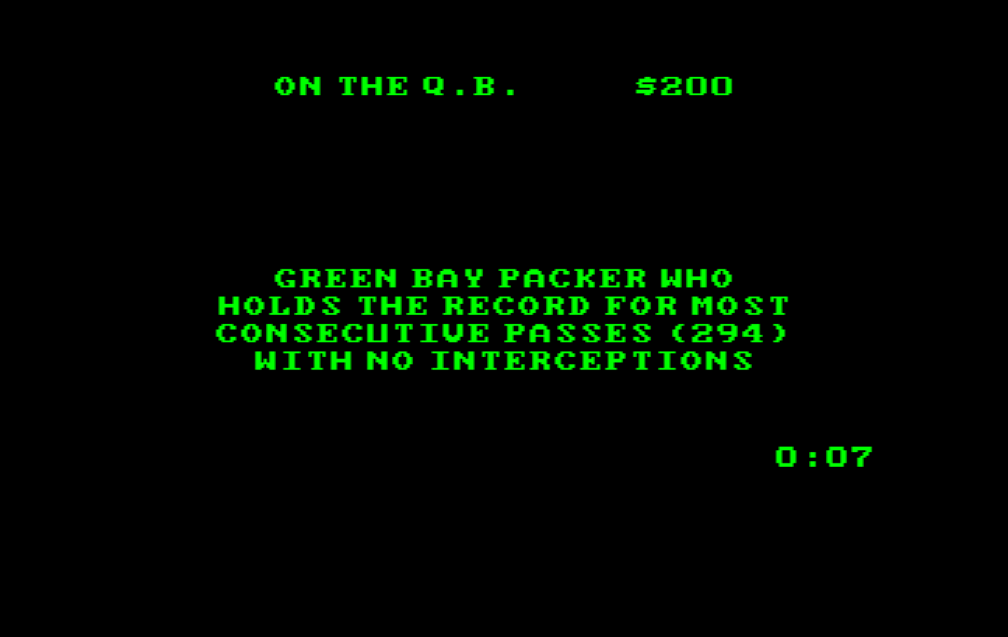 Jeopardy! New Sports Edition IBM PC/Compatibles Screenshot: The next answer...