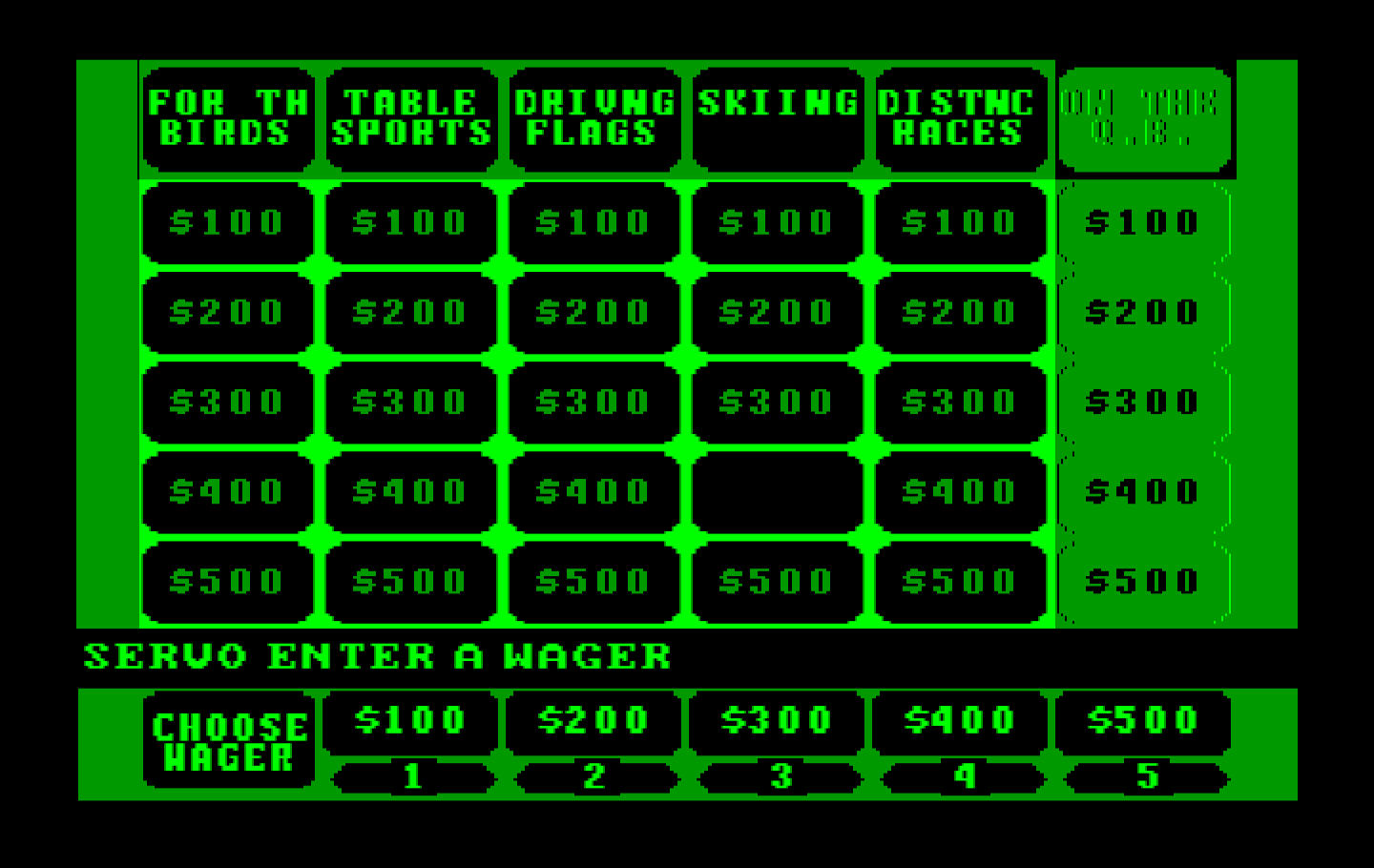 Jeopardy! New Sports Edition IBM PC/Compatibles Screenshot: Enter a wager.