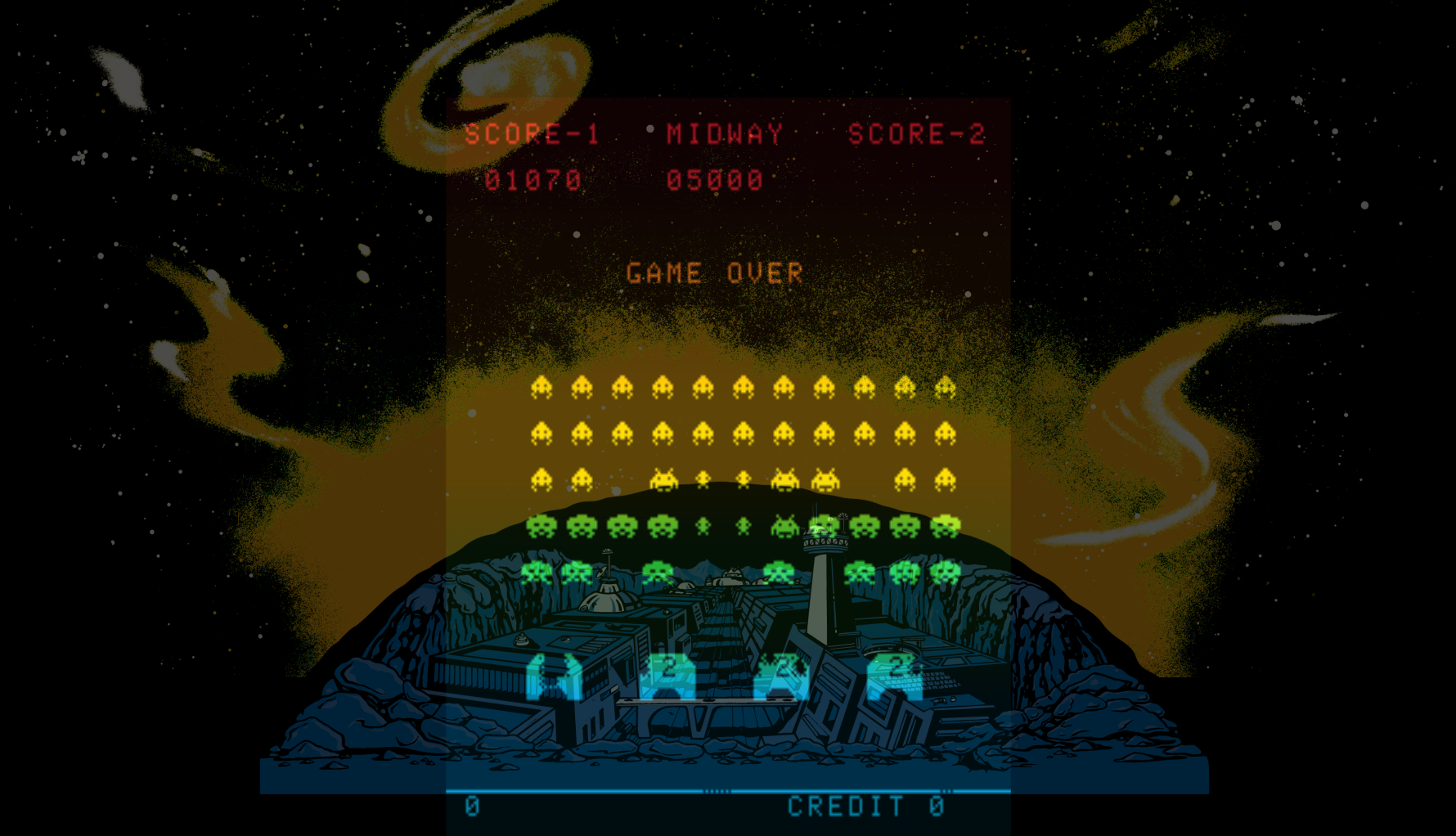 Deluxe Space Invaders Arcade Screenshot: Game over.