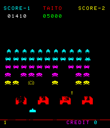 Deluxe Space Invaders Arcade Screenshot: Blasting aliens on level 2...