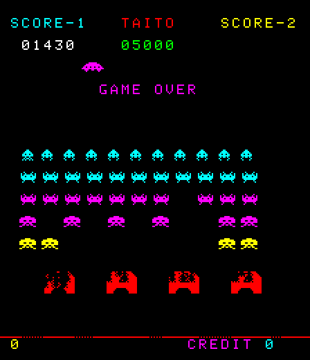 Deluxe Space Invaders Arcade Screenshot: Game over.