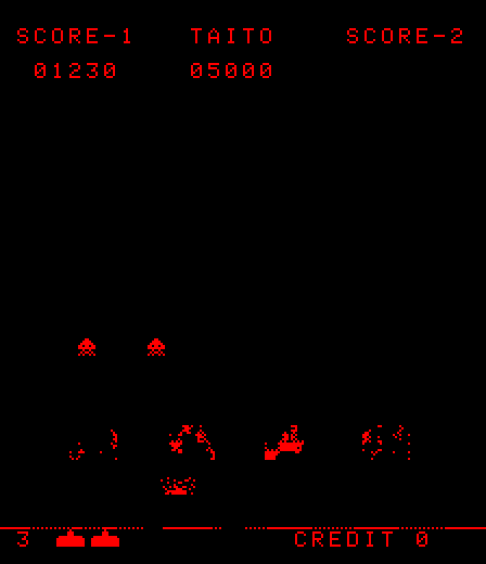 Deluxe Space Invaders Arcade Screenshot: I'm hit with only two aliens left!
