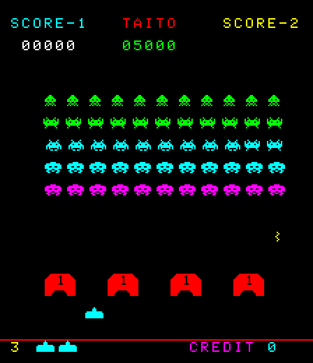 Deluxe Space Invaders Arcade Screenshot: Game start.