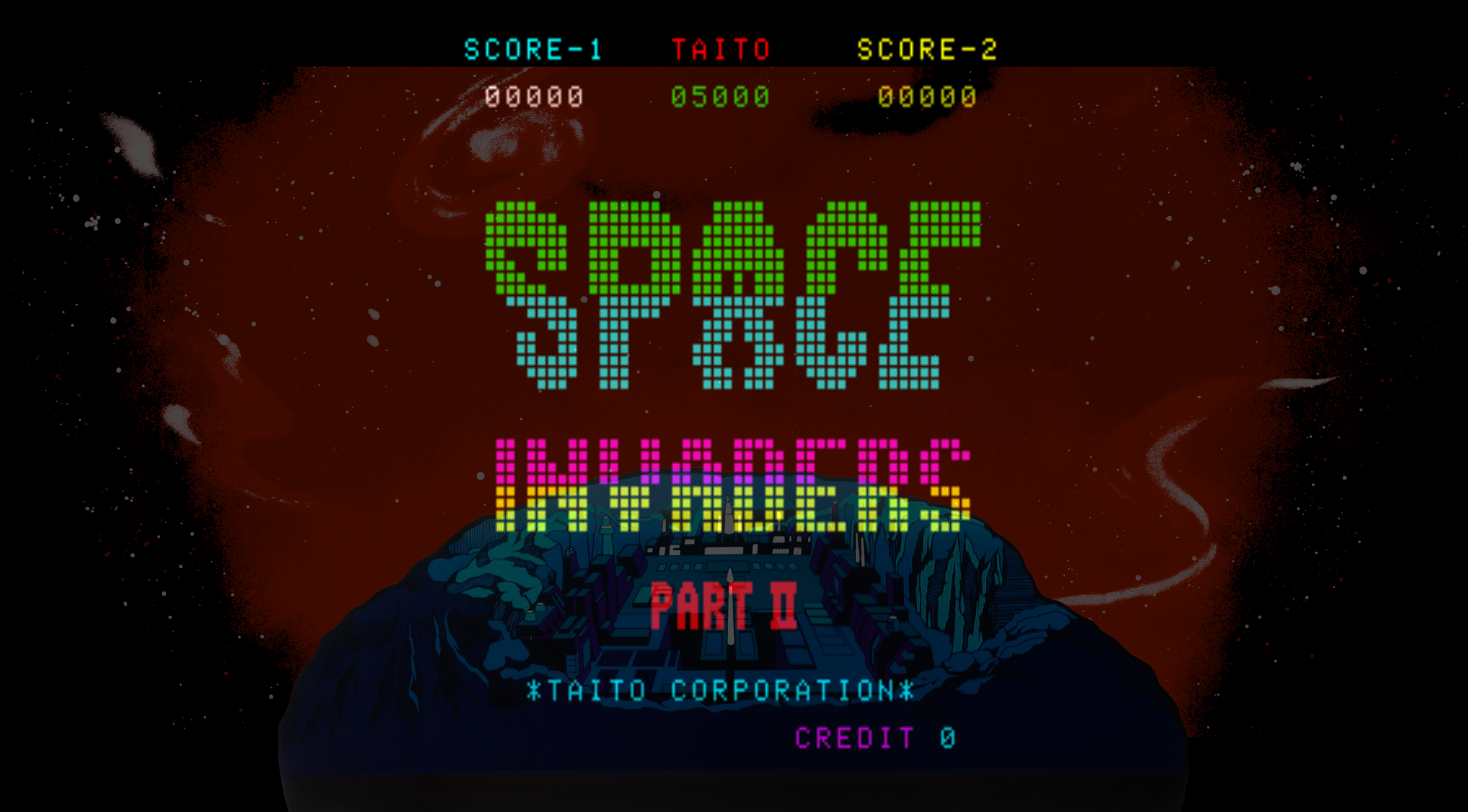 Deluxe Space Invaders Arcade Screenshot: Title screen.