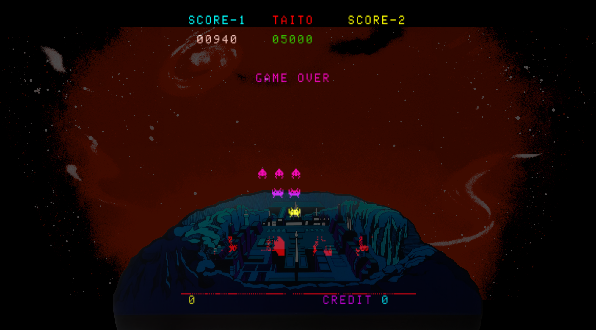Deluxe Space Invaders Arcade Screenshot: Game over.