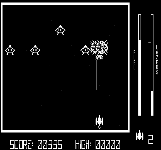 Astro Attacker Exidy Sorcerer Screenshot: Enemy destroyed!