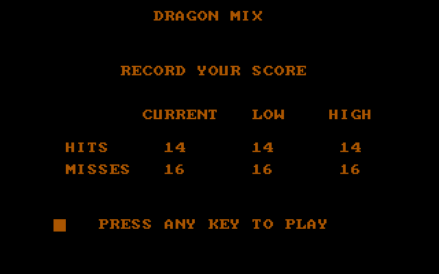 Dragon Mix IBM PC/Compatibles Screenshot: Game over.