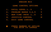 Dragon Mix for IBM PC/Compatibles - Game options screen.