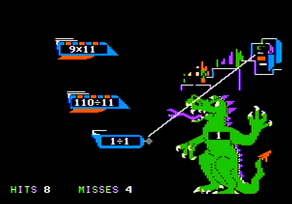 Dragon Mix Apple II Screenshot: The last building is destroyed...