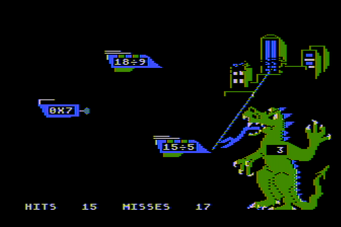 Dragon Mix Atari 8-bit Screenshot: Another building down...