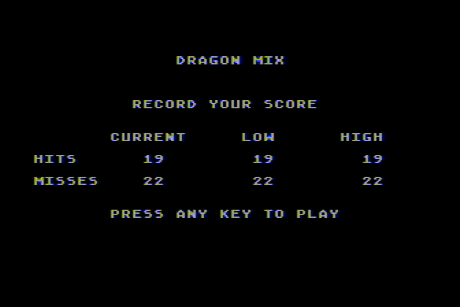 Dragon Mix Atari 8-bit Screenshot: Game over.