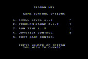 Dragon Mix for Atari 8-bit - Game options.