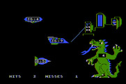 Dragon Mix for Atari 8-bit - One of the buildings is destroyed!