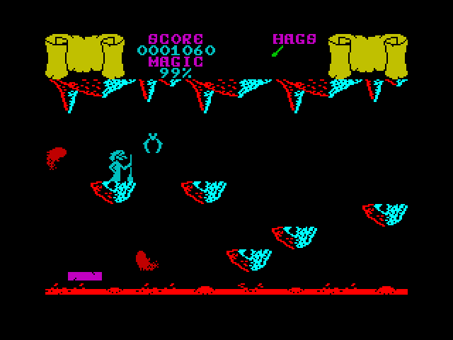 Cauldron ZX Spectrum Screenshot: Some platforms move, be careful!