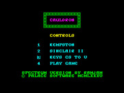 Cauldron for ZX Spectrum - The main menu.