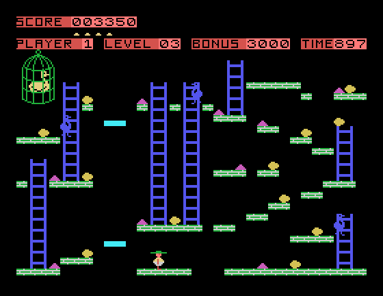 Chuckie Egg Tatung Einstein Screenshot: Level 03 start.