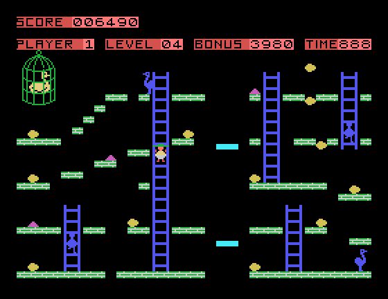 Chuckie Egg Tatung Einstein Screenshot: Level 04; climbing up a ladder...