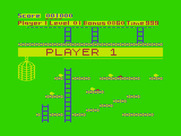 Chuckie Egg for Dragon 32/64 - On to the next level; the screen scrolls to indicate which player's turn it is...