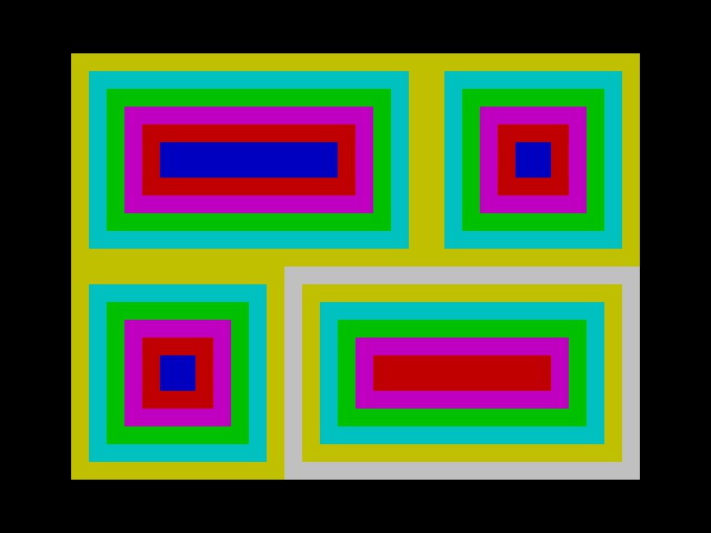 Chuckie Egg ZX Spectrum Screenshot: One of the colorful, blocky displays between levels.