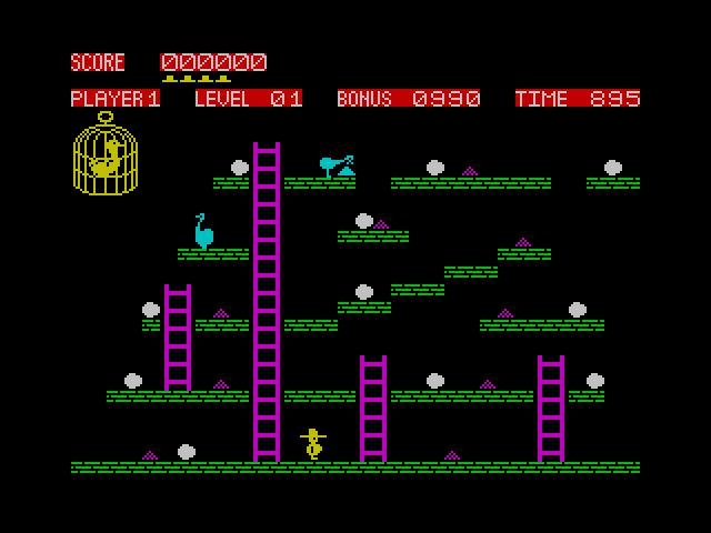 Chuckie Egg ZX Spectrum Screenshot: Game start.