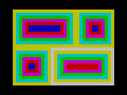 Chuckie Egg for ZX Spectrum - One of the colorful, blocky displays between levels.