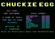 Chuckie Egg for Atari 8-bit - Title screen.