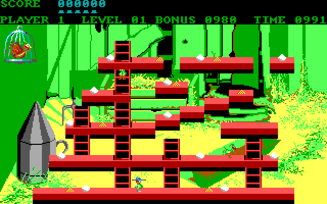 Chuckie Egg IBM PC/Compatibles Screenshot: Game start.