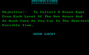 Chuckie Egg for IBM PC/Compatibles - Game instructions.