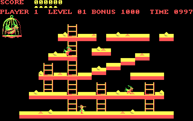 Chuckie Egg IBM PC/Compatibles Screenshot: Game start.